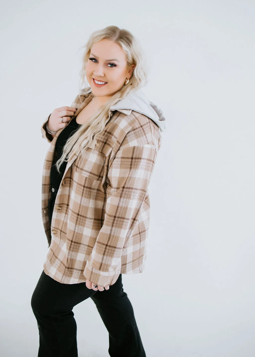 Play On Hoodie Plaid Top FINAL SALE