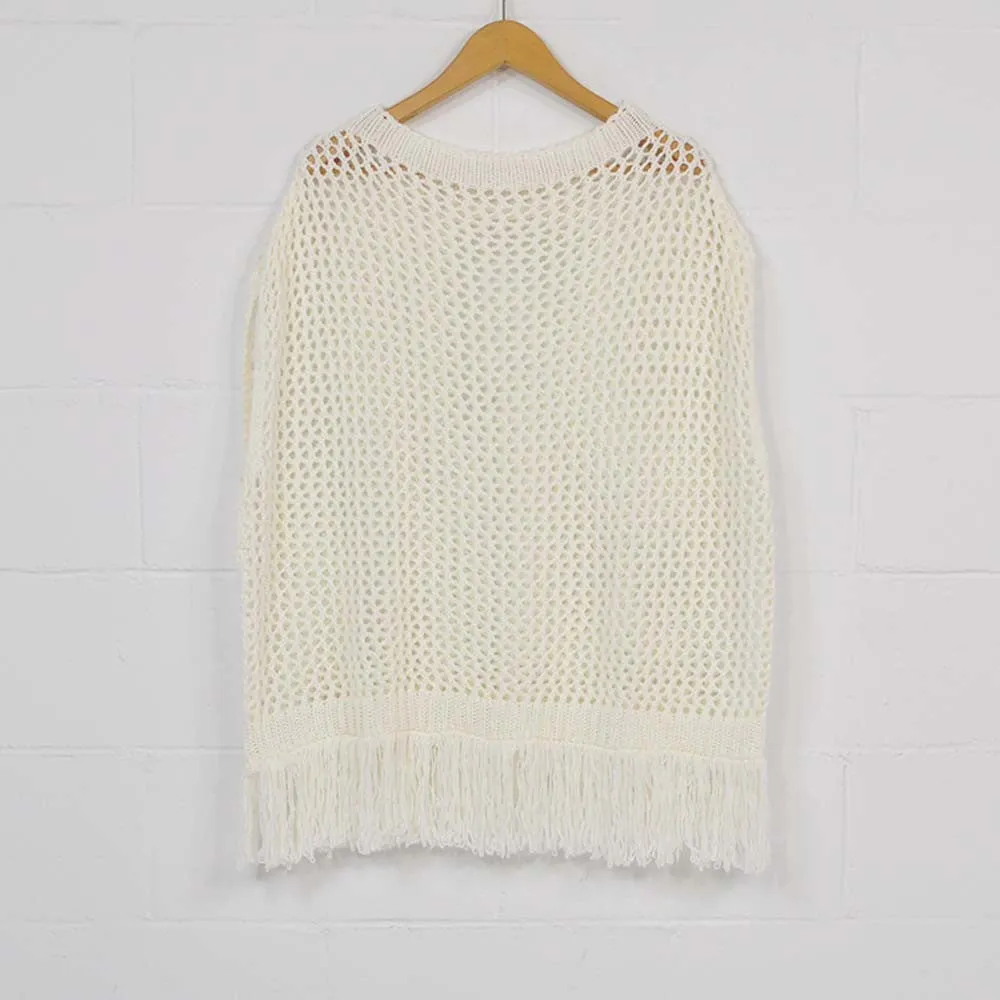 Poncho flecos blanco