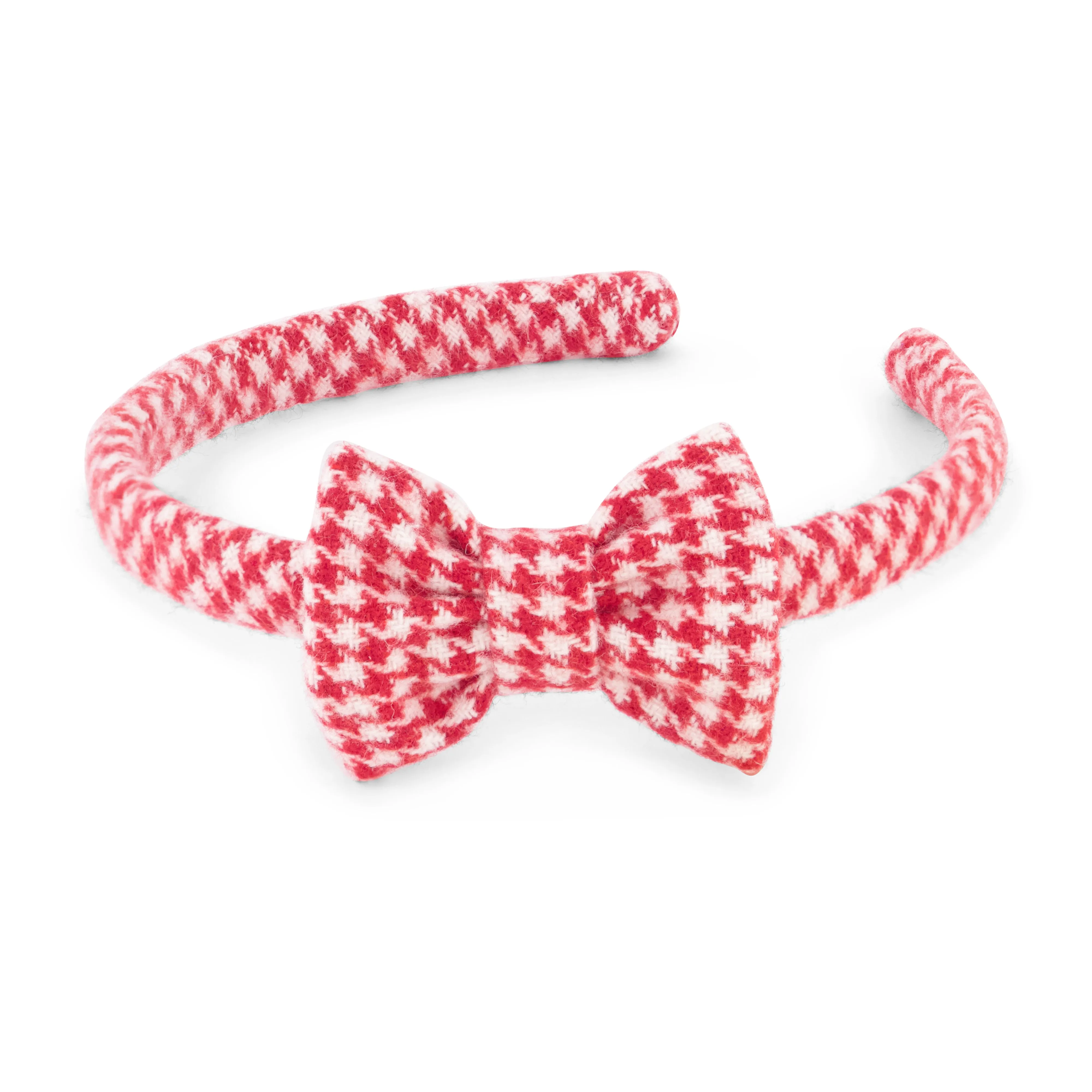 Preppy Headband Red Houndstooth Check