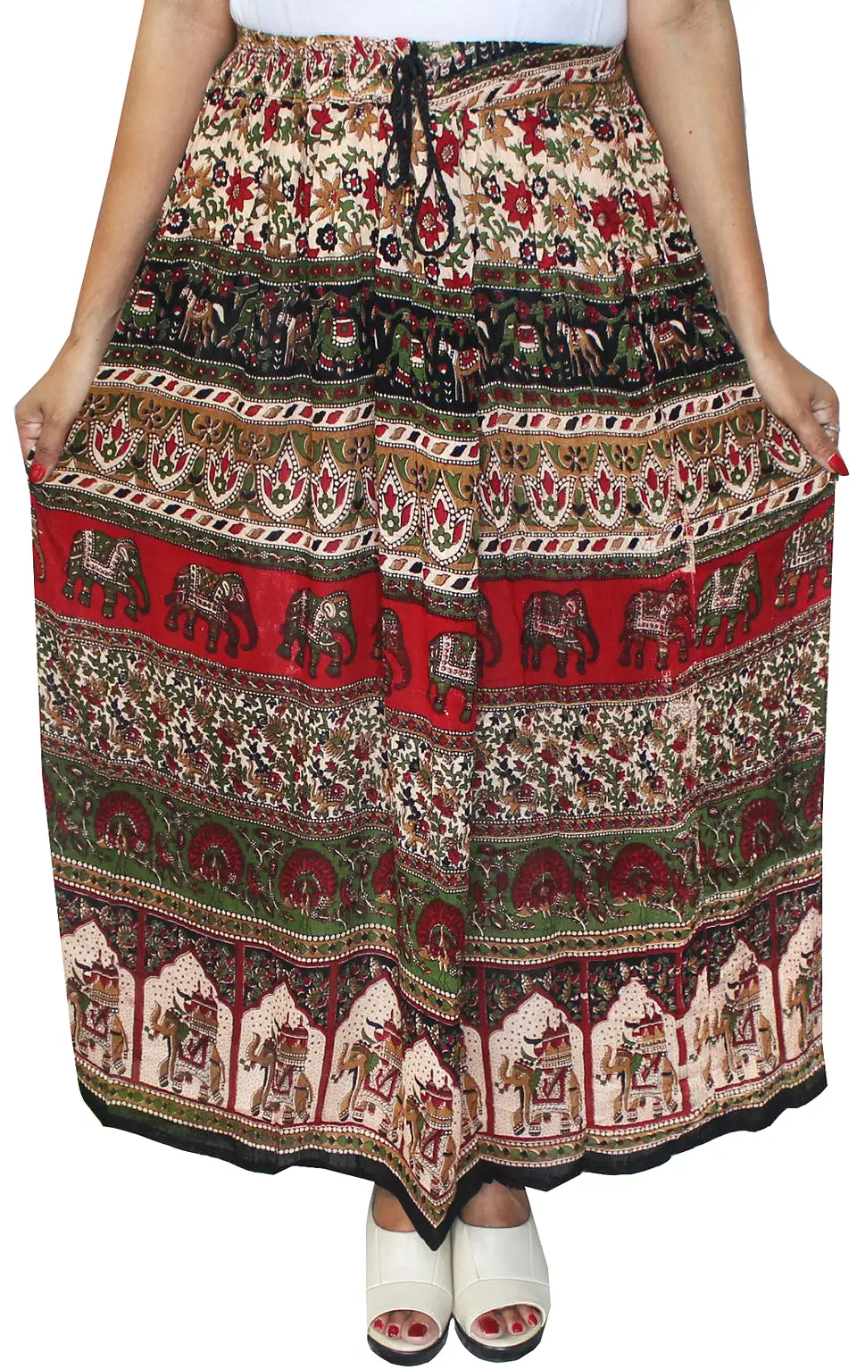 Printed Womens Summer Indian Long Skirts Ankle Length India Apparel