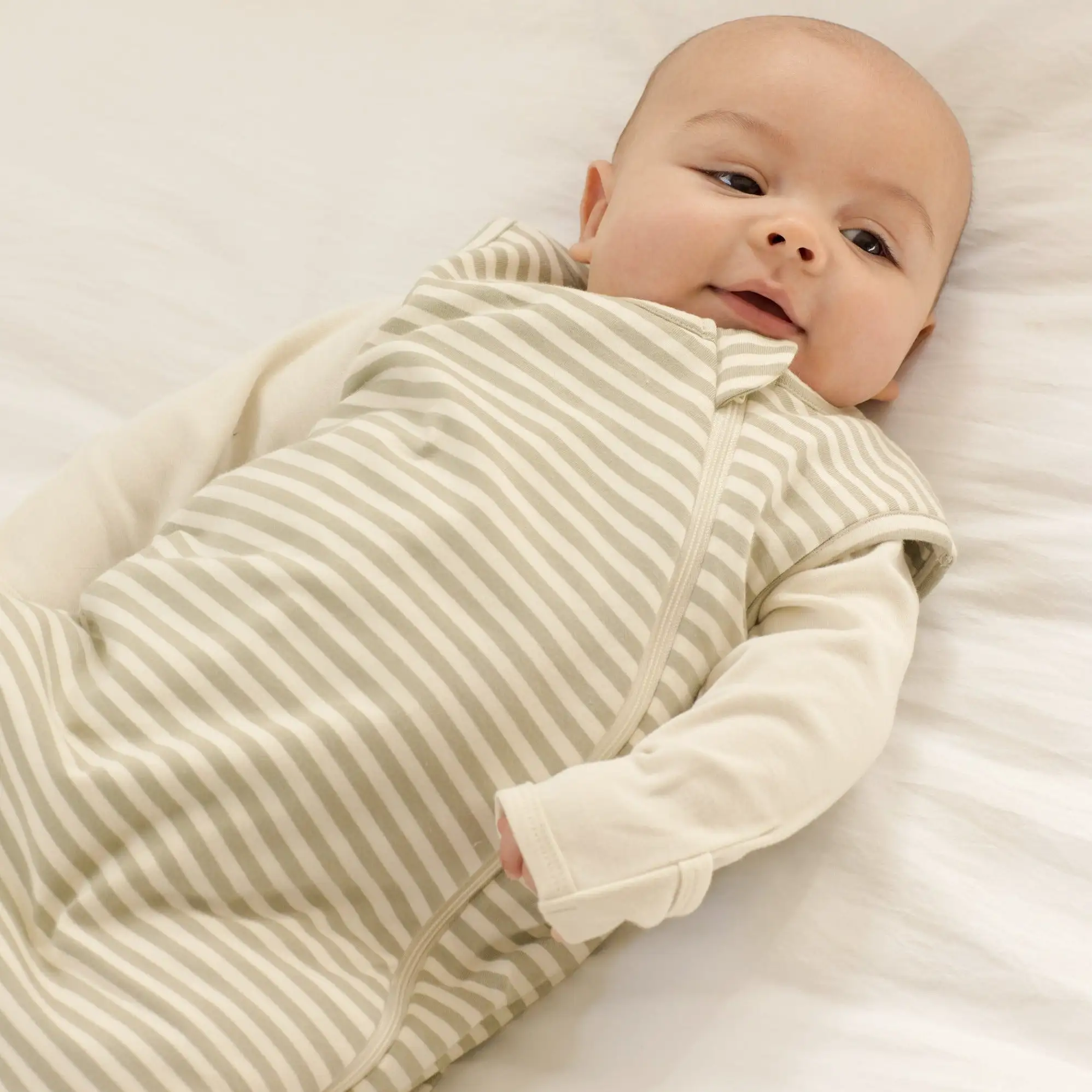 Quincy Mae Jersey Sleeping Bag - Sage Stripe