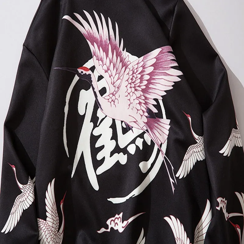 Red Crowned Crane Kangaroo Pocket Hoodie