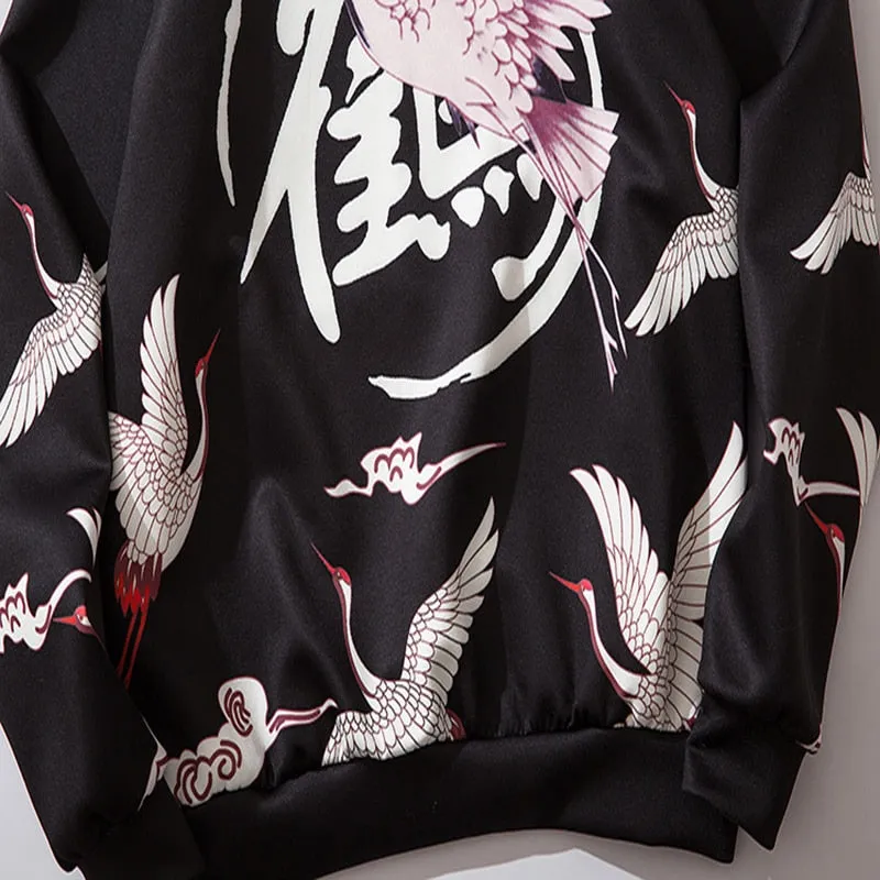 Red Crowned Crane Kangaroo Pocket Hoodie