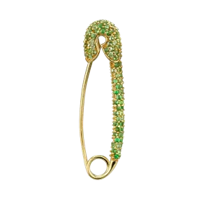 Safety Pin Earring - Tsavorite / 14k Yellow Gold