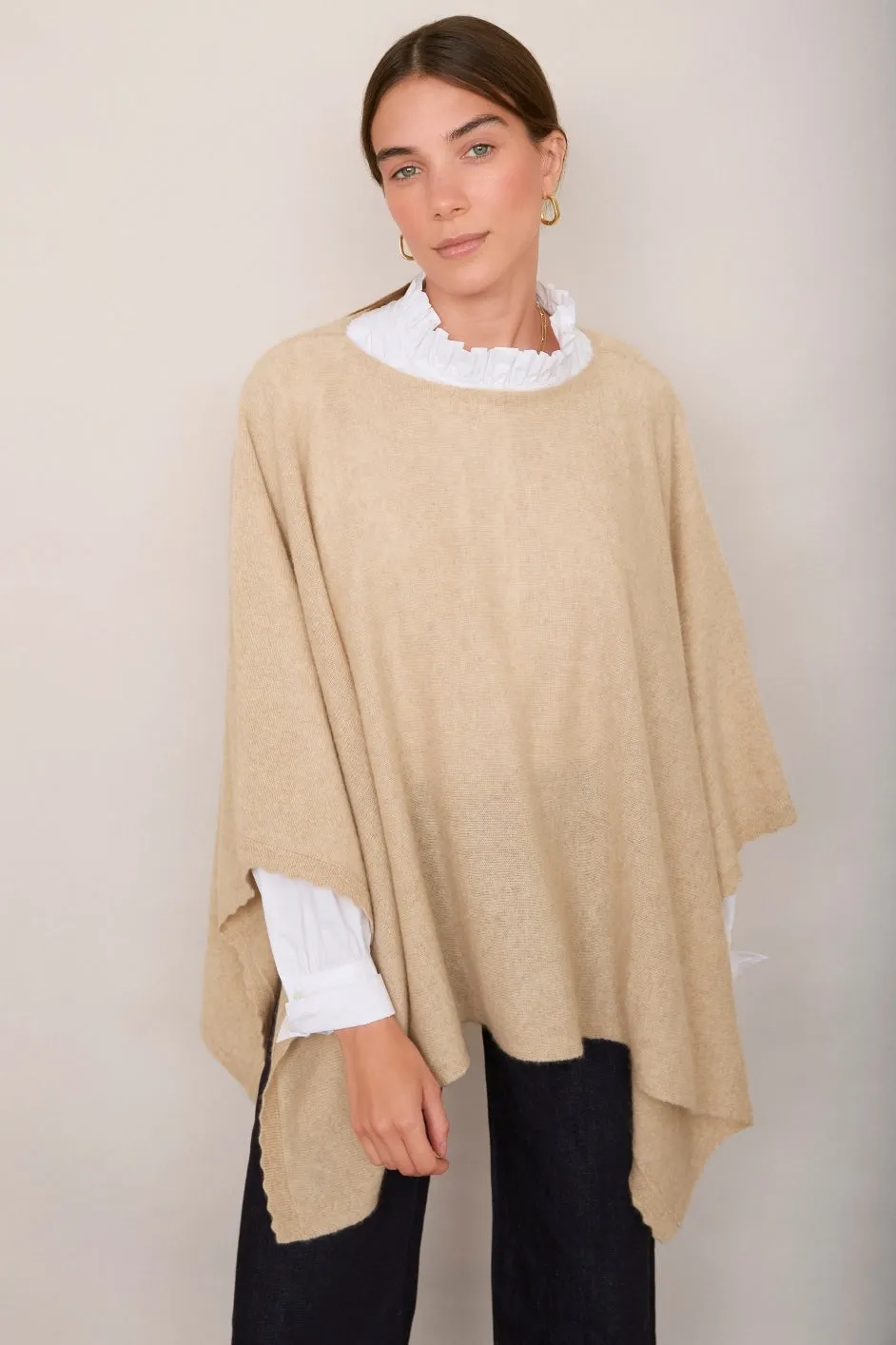 Seema Cashmere Travel Poncho - Oat Marl