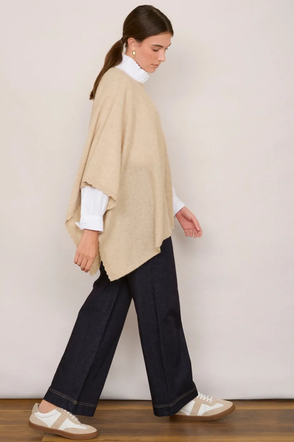 Seema Cashmere Travel Poncho - Oat Marl