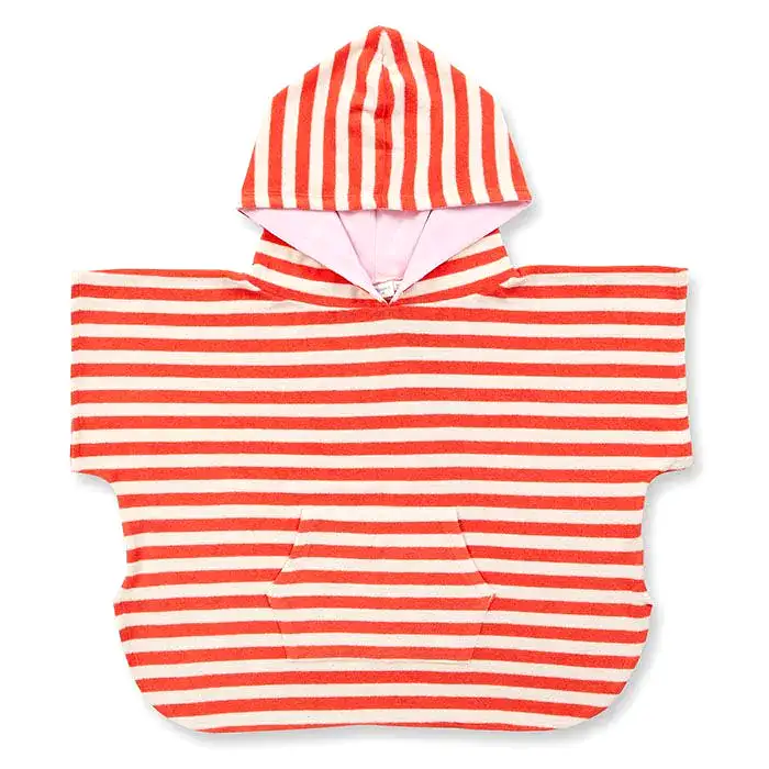 Sense Organics Coral Stripe Alvi Beach and Bath Poncho