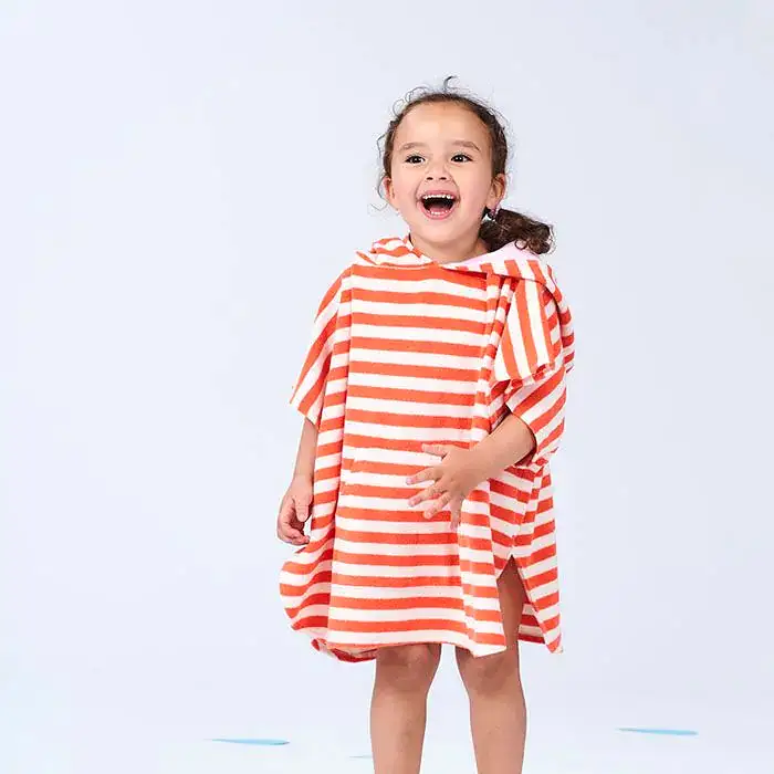 Sense Organics Coral Stripe Alvi Beach and Bath Poncho