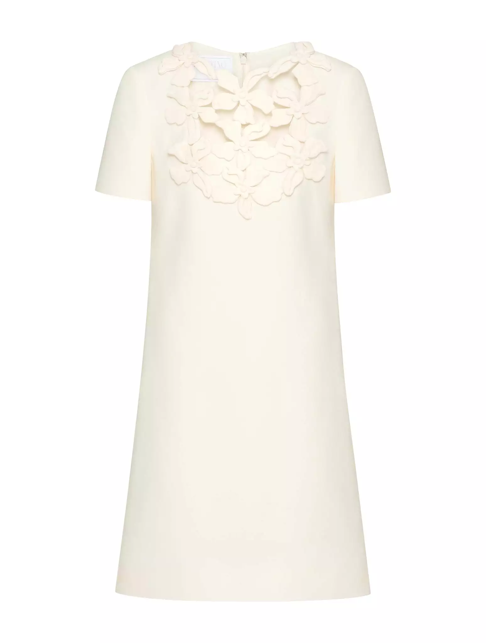 SHORT DRESS IN EMBROIDERED CREPE COUTURE