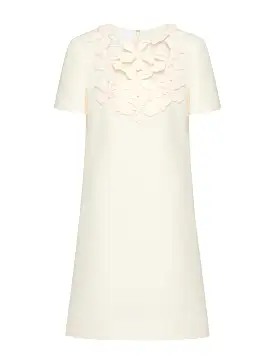 SHORT DRESS IN EMBROIDERED CREPE COUTURE