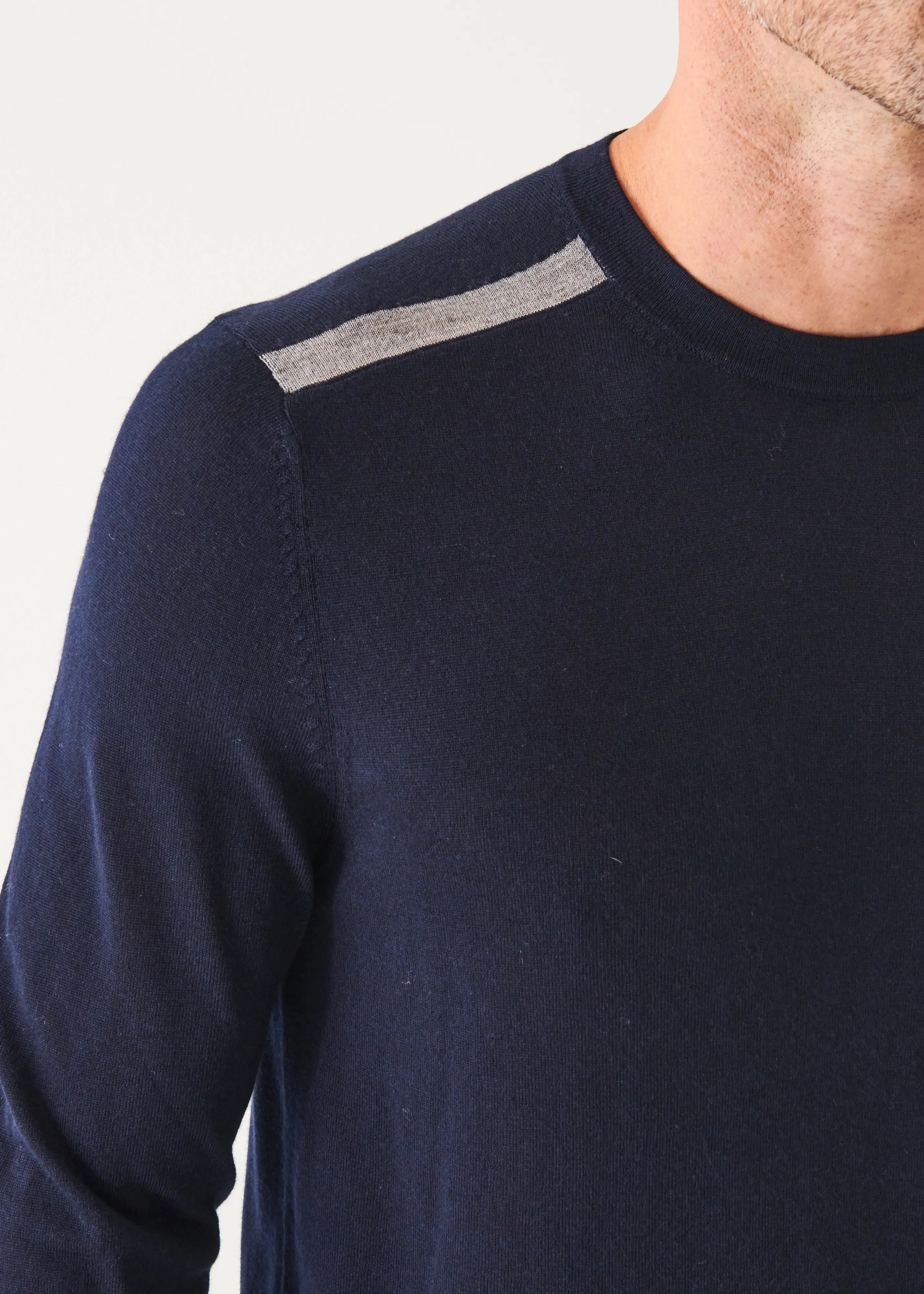 SHOULDER TIPPED MERINO WOOL CREWNECK