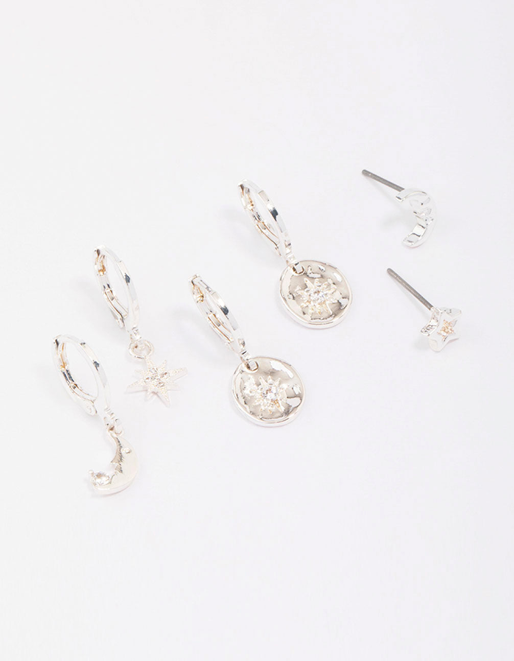 Silver Plated Celestial Cubic Zirconia Earring 3-Pack