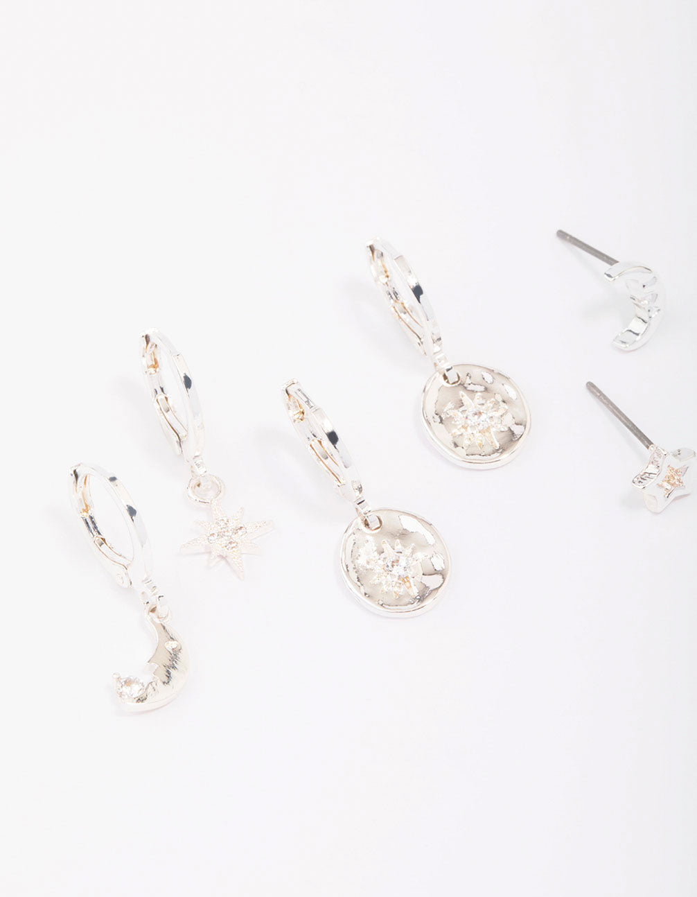 Silver Plated Celestial Cubic Zirconia Earring 3-Pack