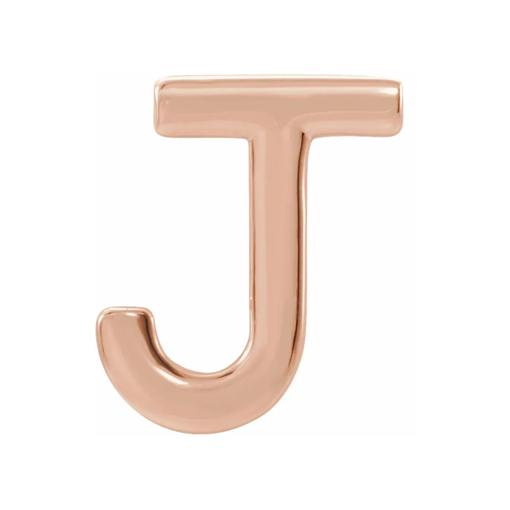 Single, 14k Rose Gold Initial A-Z Post Earring, 8mm