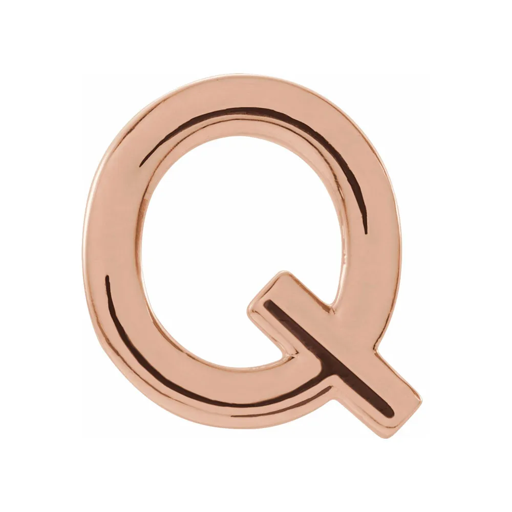 Single, 14k Rose Gold Initial A-Z Post Earring, 8mm