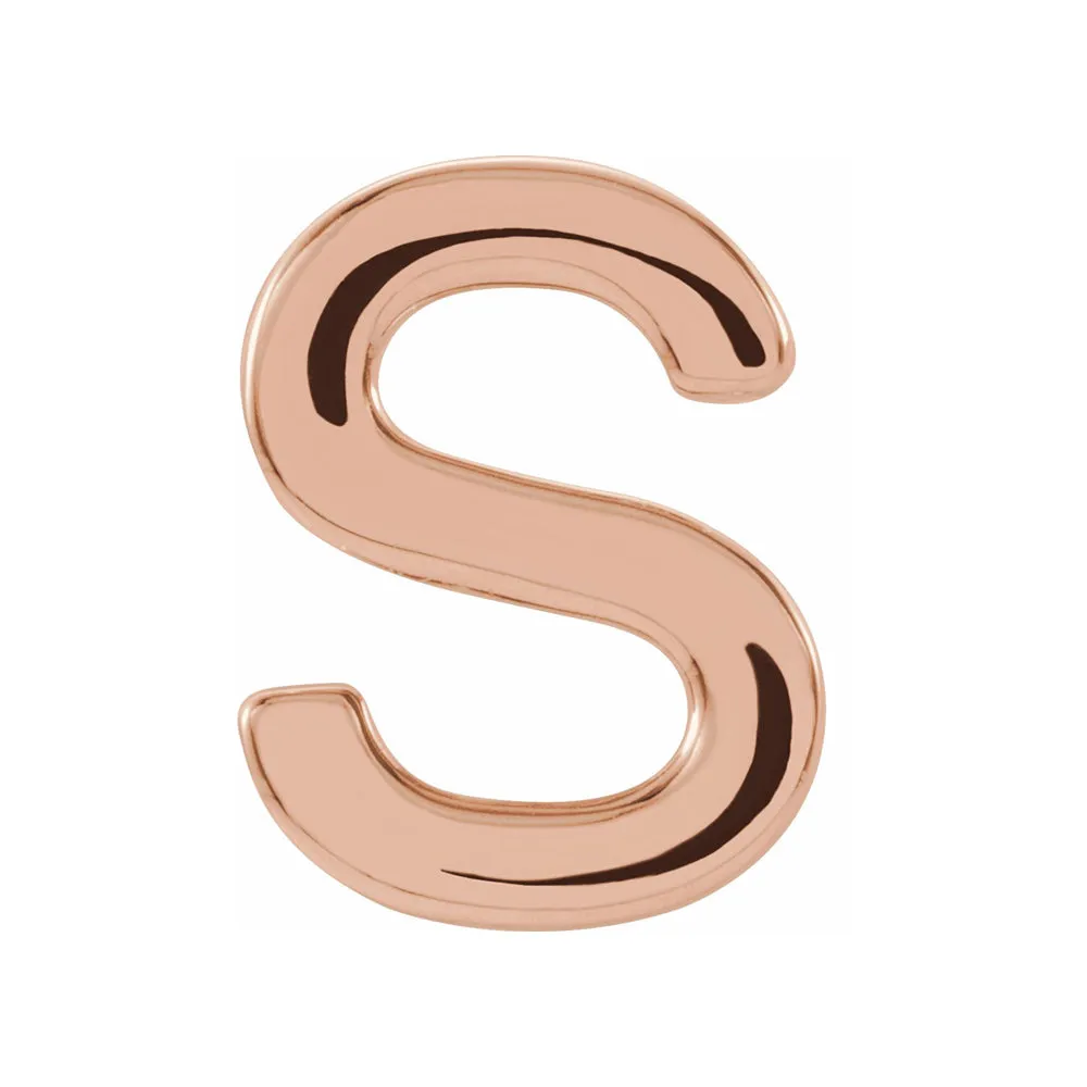 Single, 14k Rose Gold Initial A-Z Post Earring, 8mm