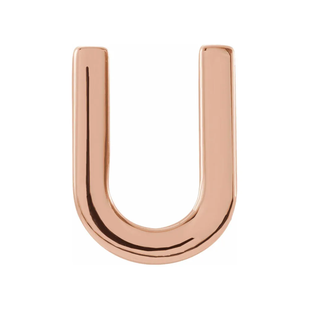 Single, 14k Rose Gold Initial A-Z Post Earring, 8mm