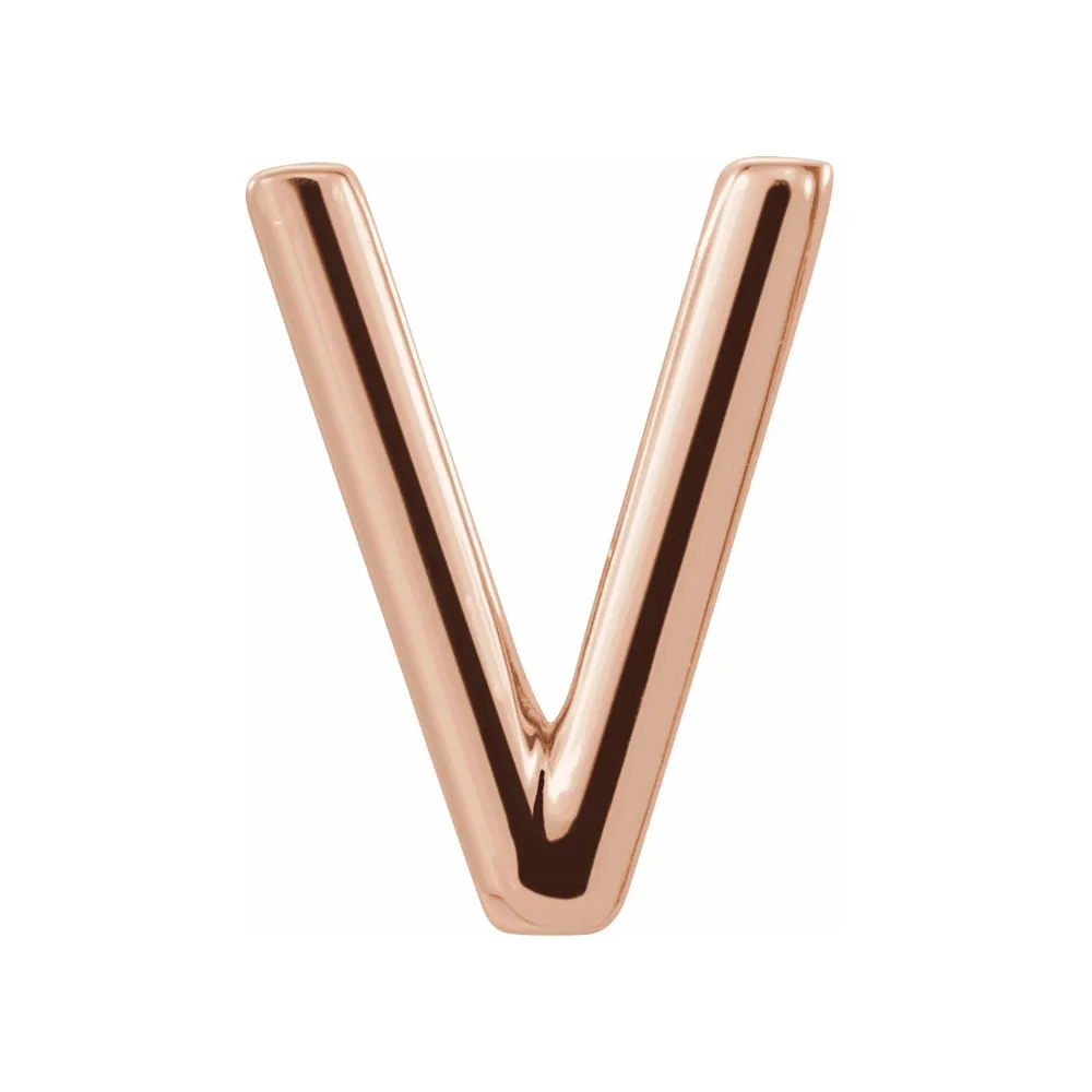 Single, 14k Rose Gold Initial A-Z Post Earring, 8mm