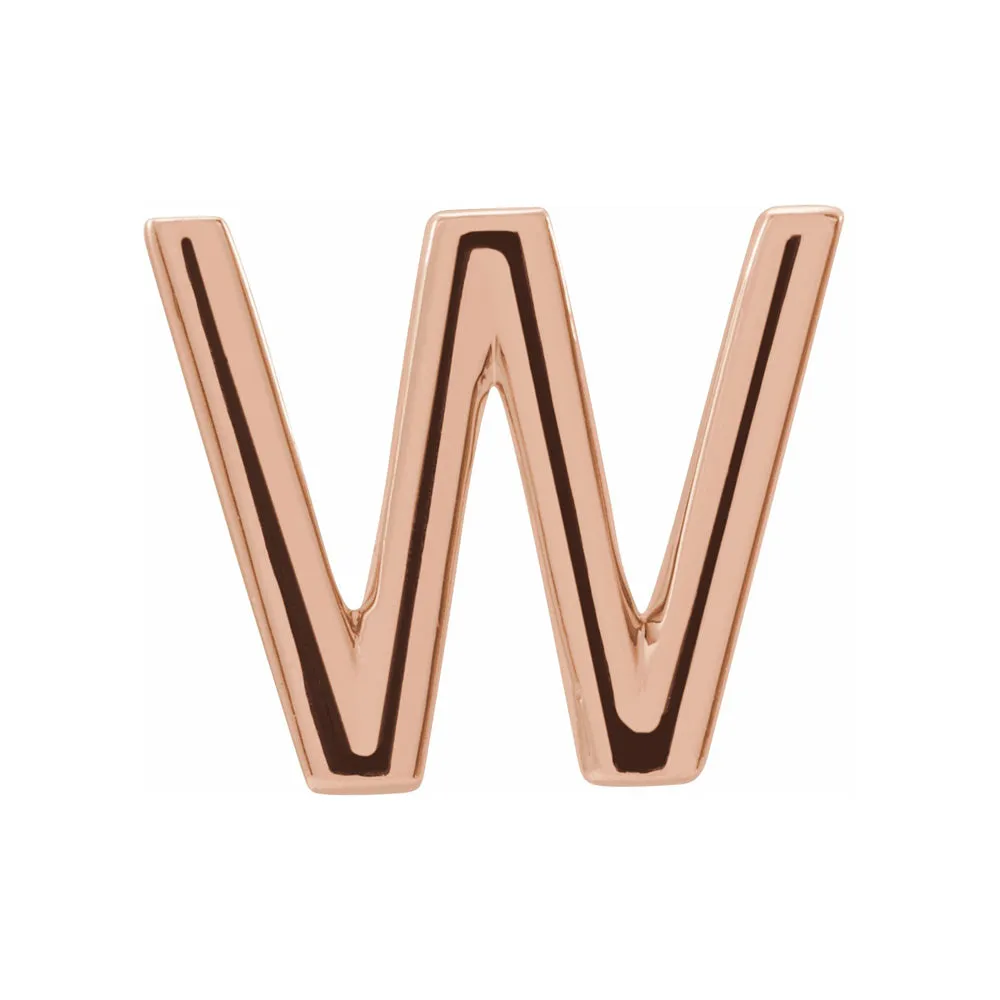 Single, 14k Rose Gold Initial A-Z Post Earring, 8mm