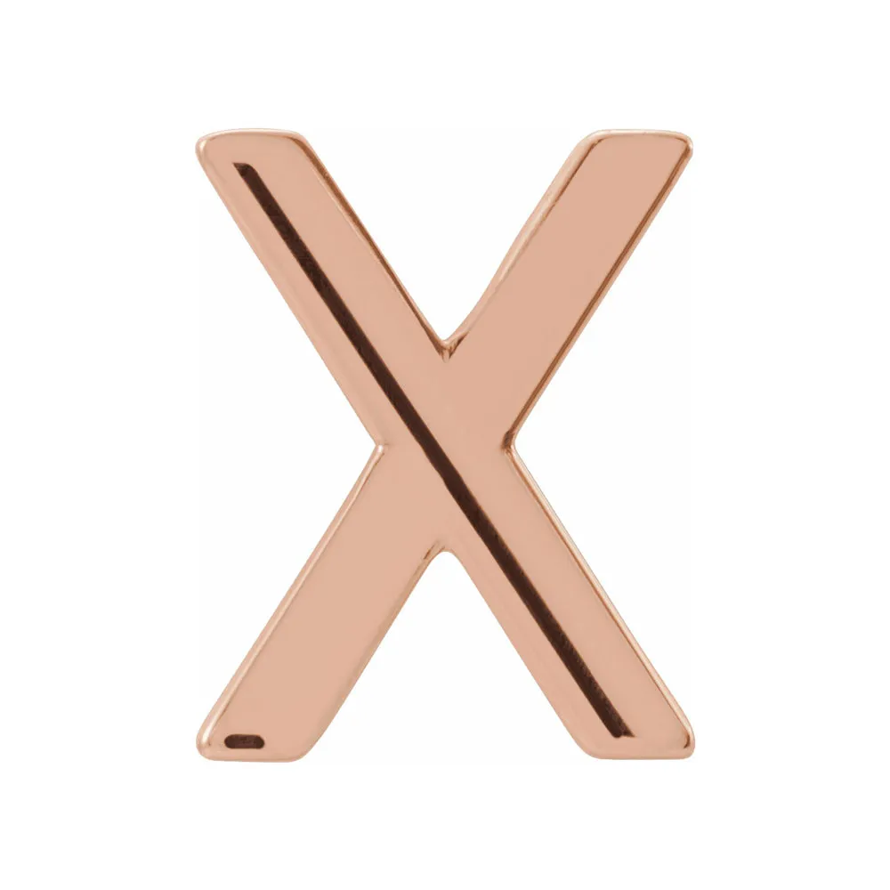 Single, 14k Rose Gold Initial A-Z Post Earring, 8mm