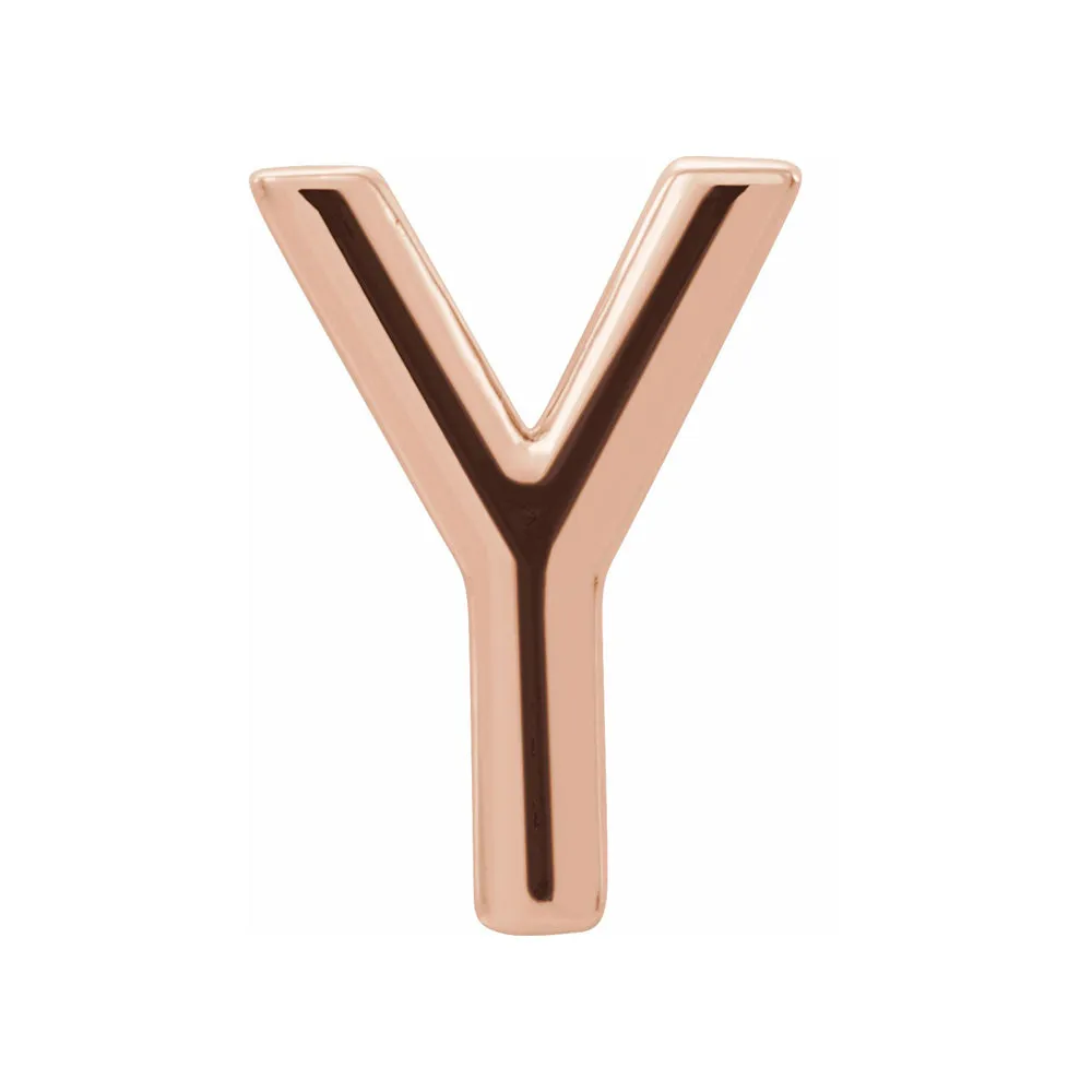 Single, 14k Rose Gold Initial A-Z Post Earring, 8mm