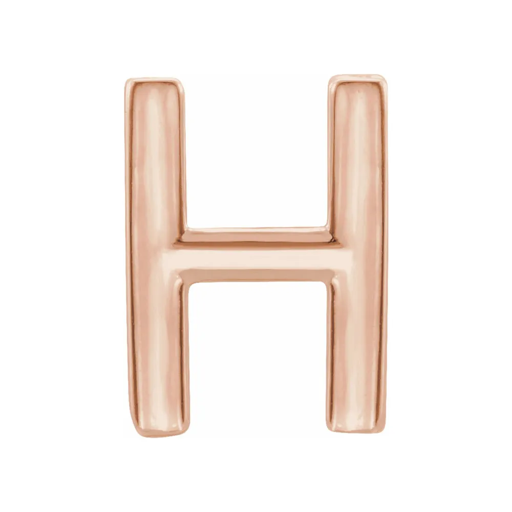 Single, 14k Rose Gold Initial A-Z Post Earring, 8mm