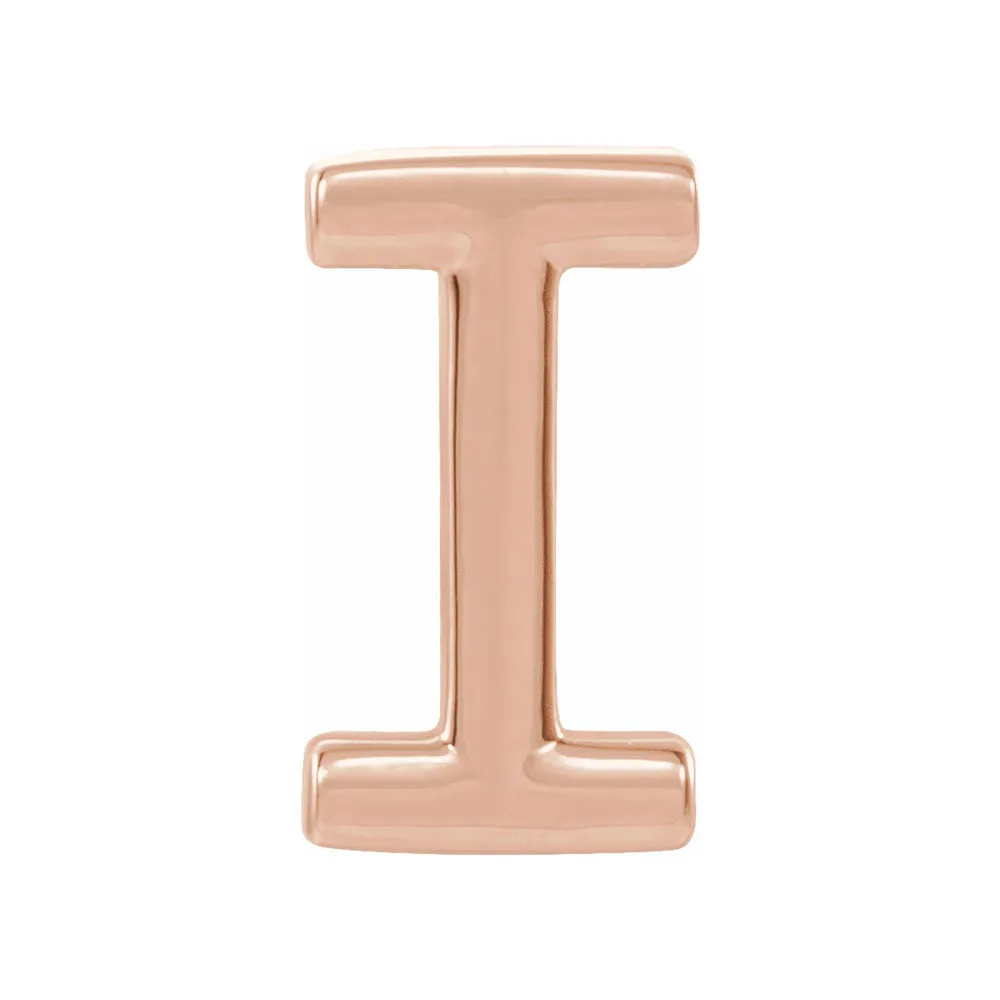 Single, 14k Rose Gold Initial A-Z Post Earring, 8mm