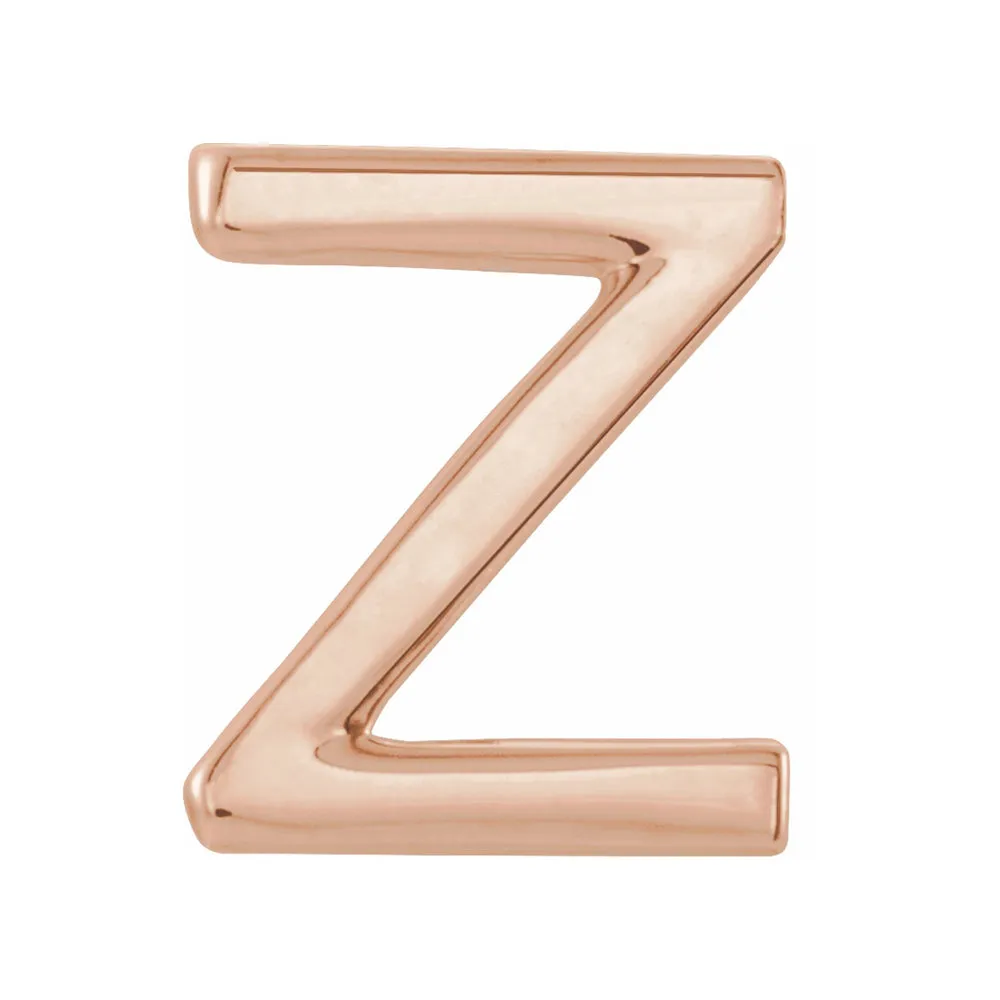 Single, 14k Rose Gold Initial A-Z Post Earring, 8mm