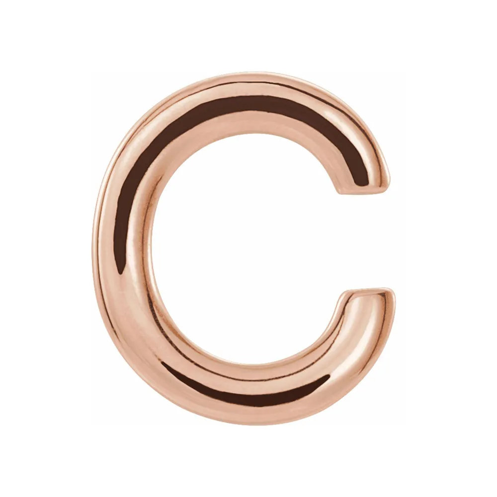 Single, 14k Rose Gold Initial A-Z Post Earring, 8mm