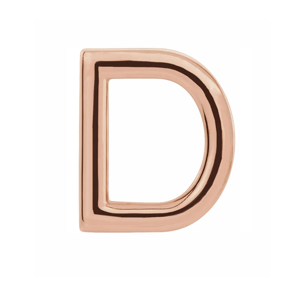 Single, 14k Rose Gold Initial A-Z Post Earring, 8mm