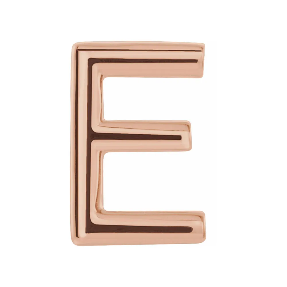 Single, 14k Rose Gold Initial A-Z Post Earring, 8mm