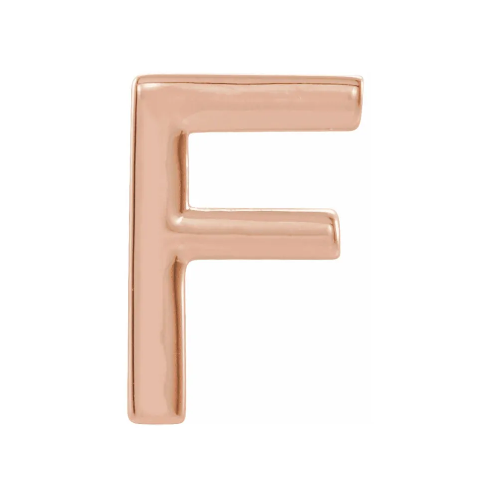 Single, 14k Rose Gold Initial A-Z Post Earring, 8mm