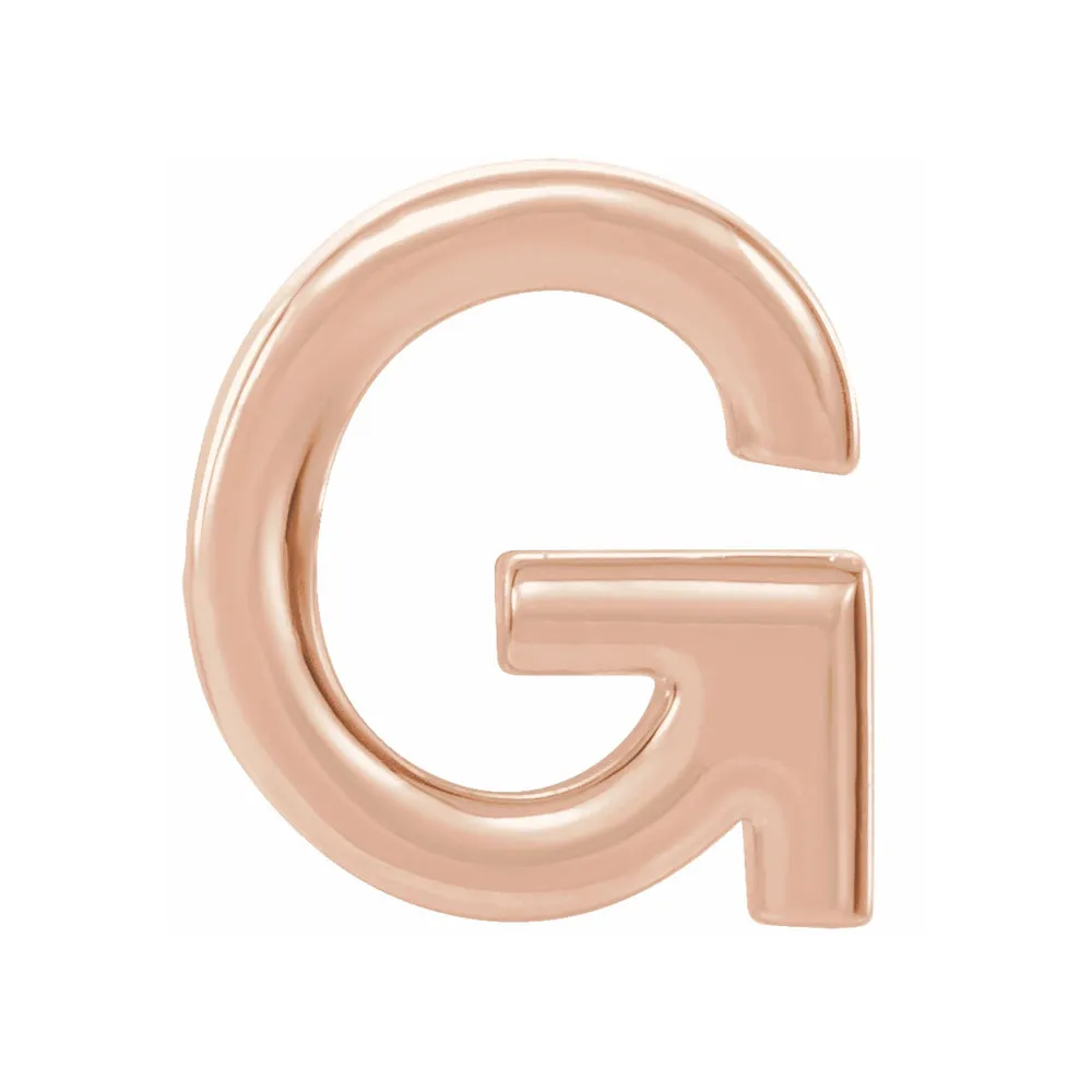 Single, 14k Rose Gold Initial A-Z Post Earring, 8mm