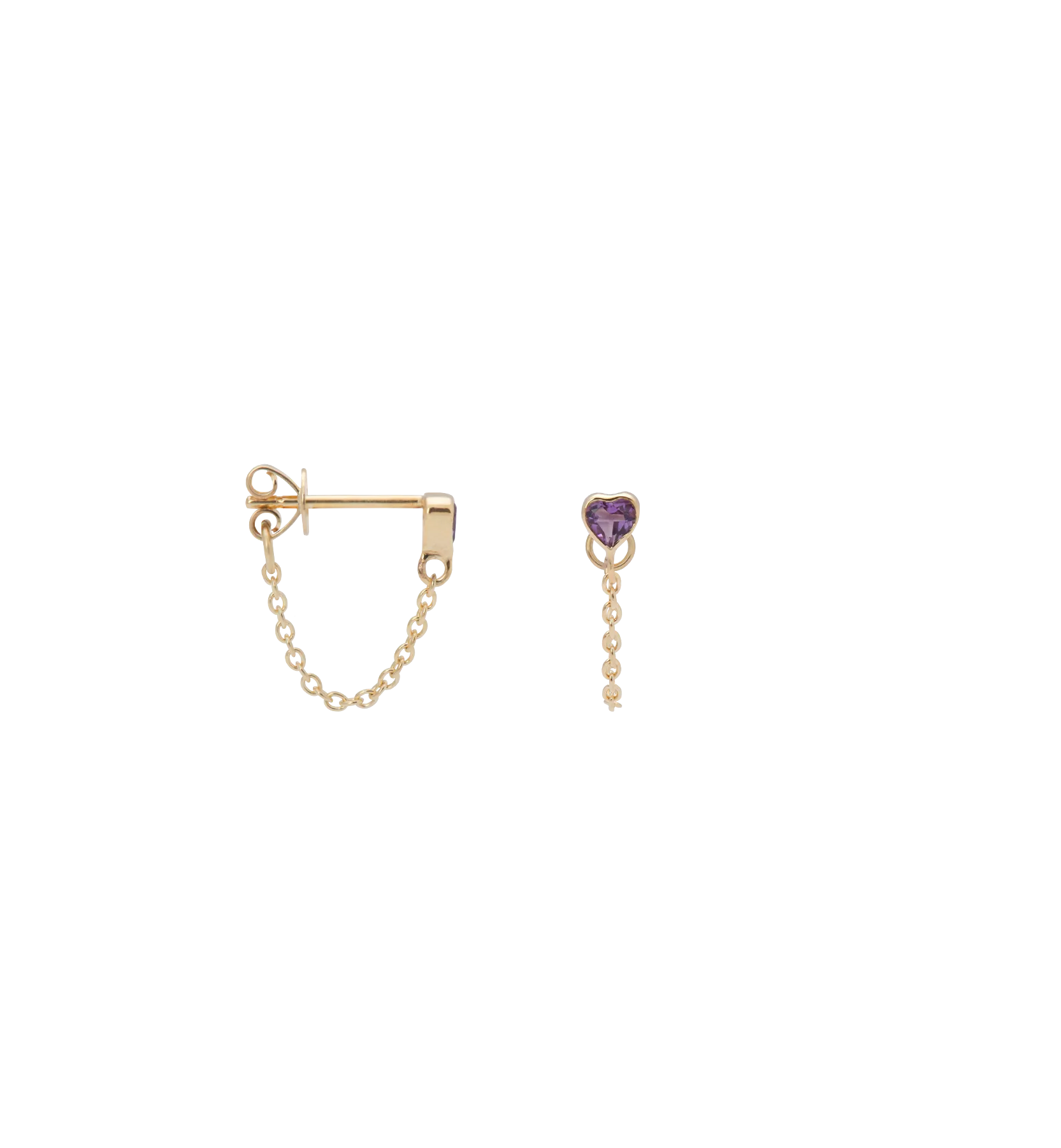 Single Love Chain Stud Earring 14K