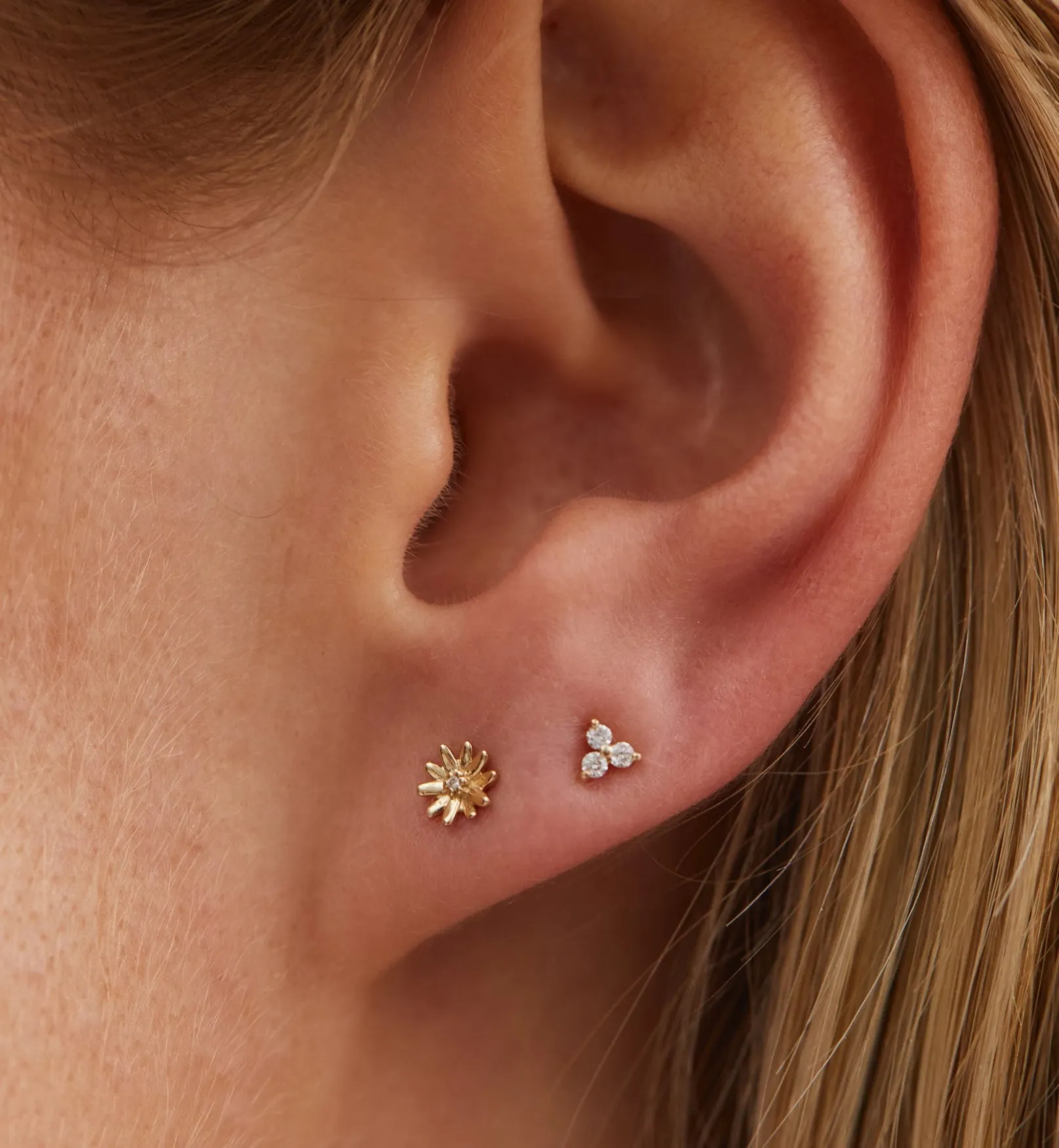 Single Trio Diamond Stud Earring