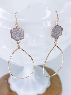 Sparkle Hex Tear Drop Earring