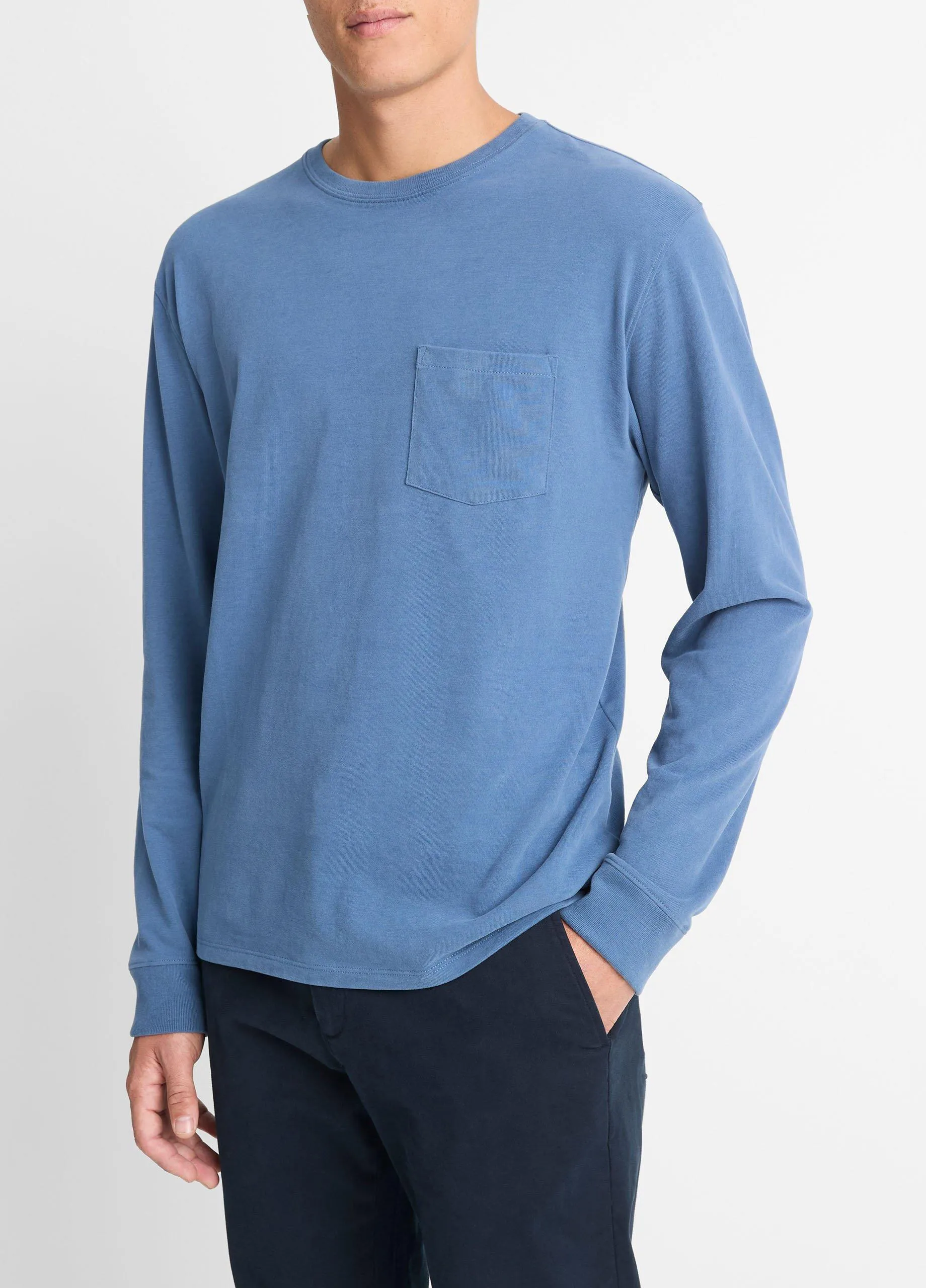 Sueded Jersey Long-Sleeve Pocket T-Shirt