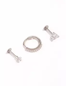 Surgical Steel Cubic Zirconia Cluster Earring 3-Pack