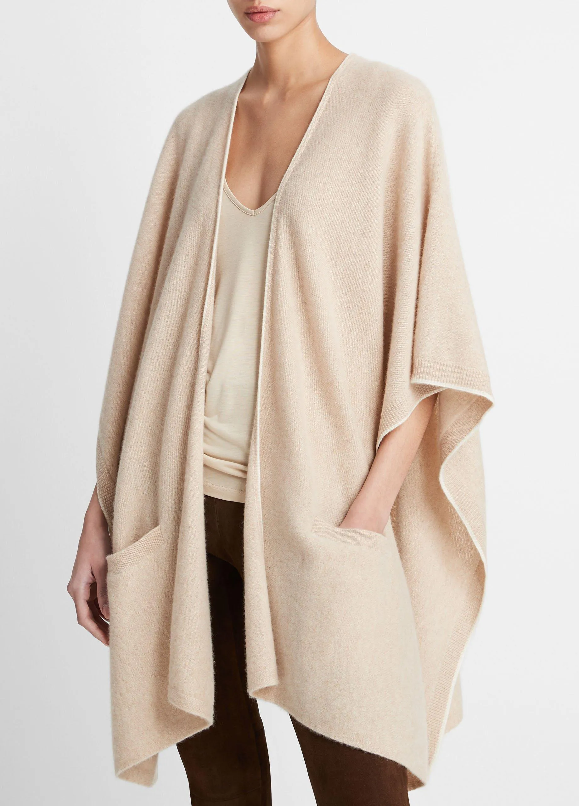 Tipped Jersey-Knit Cashmere Cape