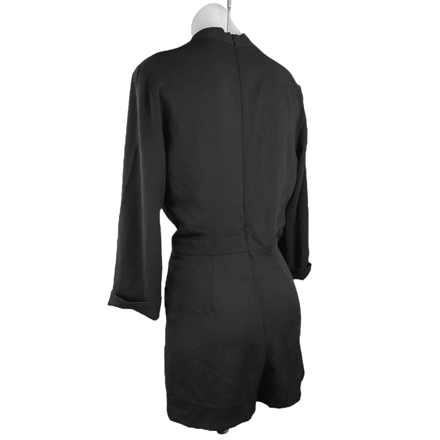 Topshop Black Faux Wrap 3/4 Sleeve Chest Pocket Formal Jumpsuit Romper Shorts 6