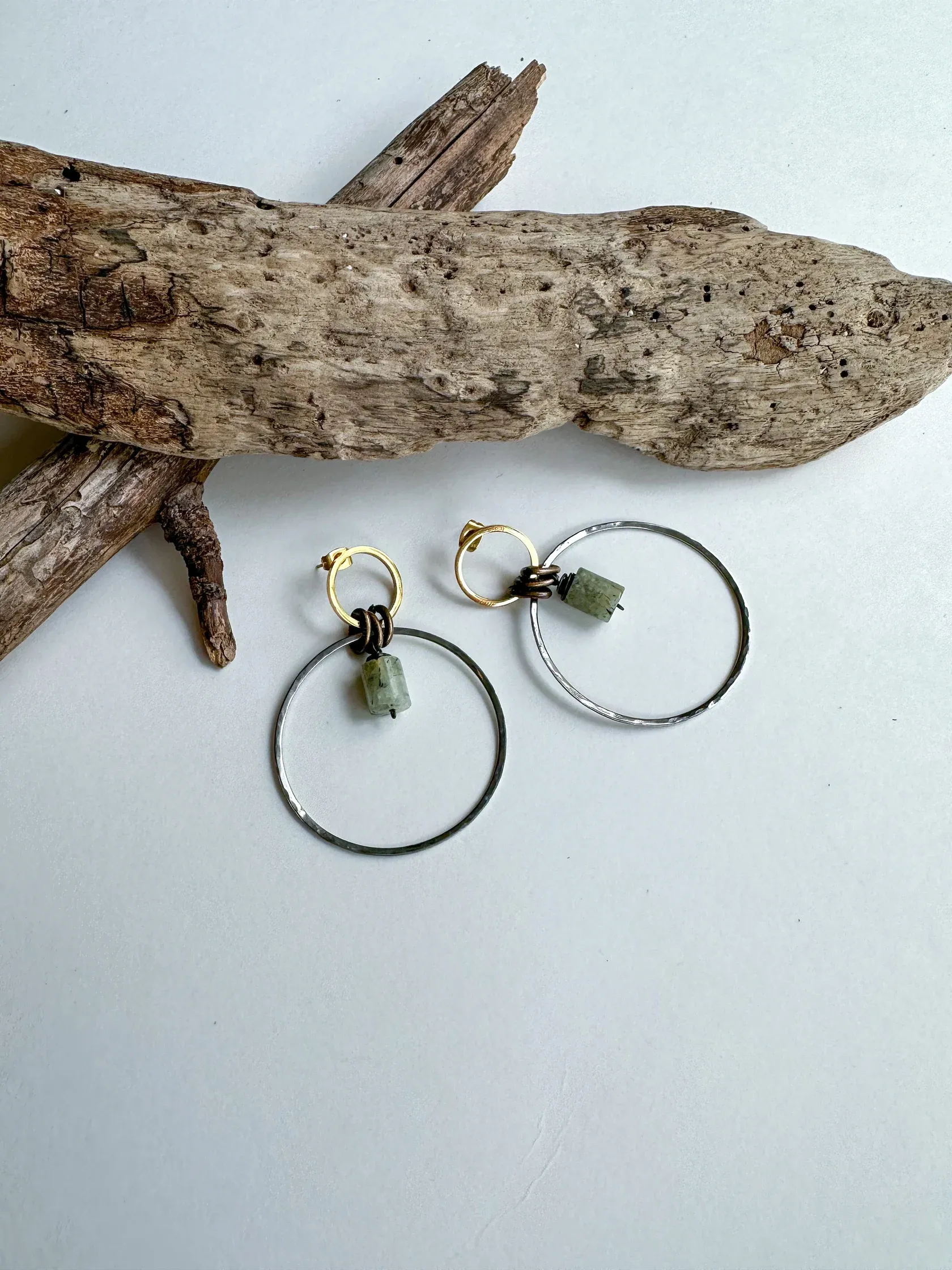 Two Times Hoop & Gemstone Statement Earring