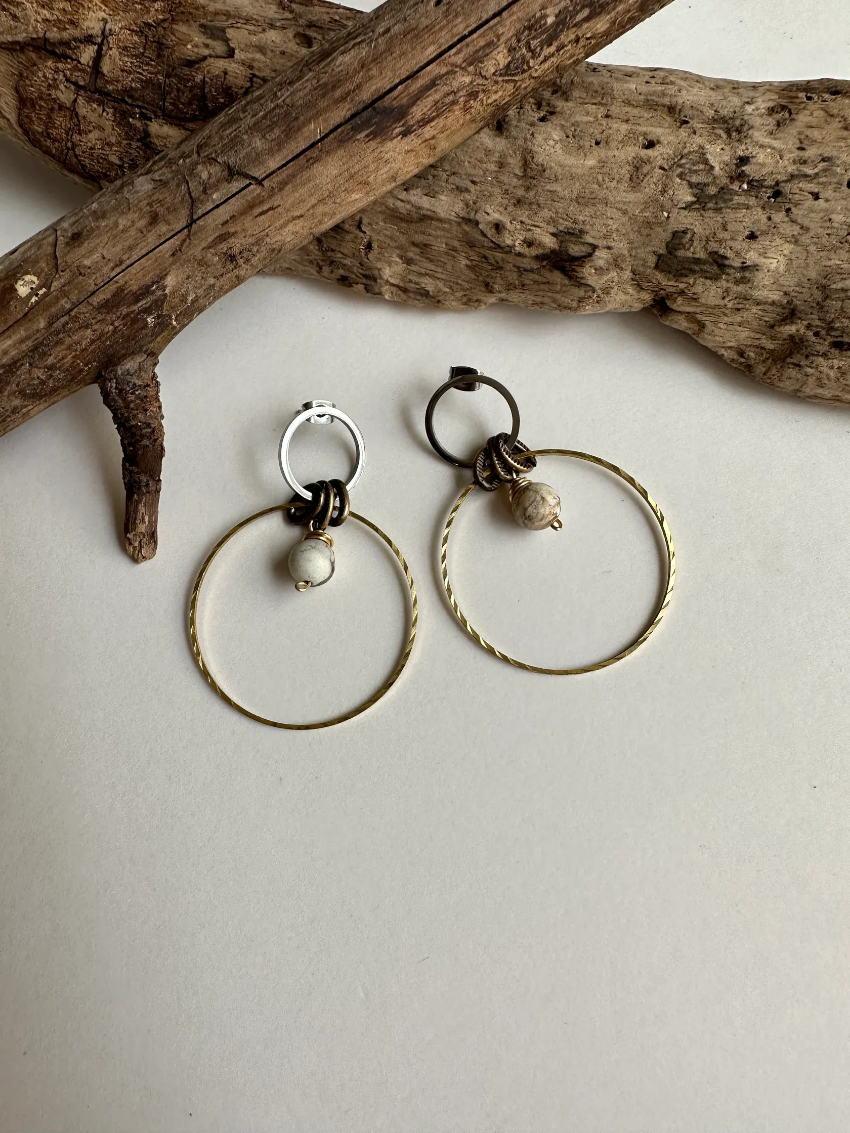 Two Times Hoop & Gemstone Statement Earring