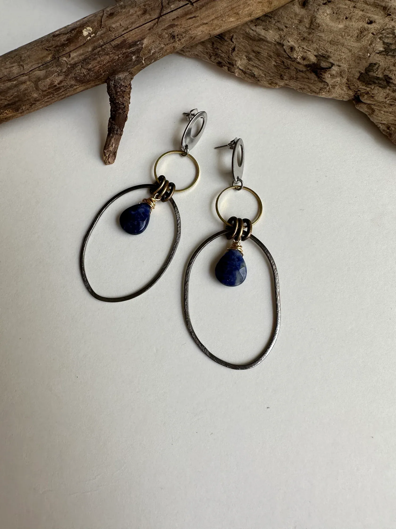 Two Times Hoop & Gemstone Statement Earring