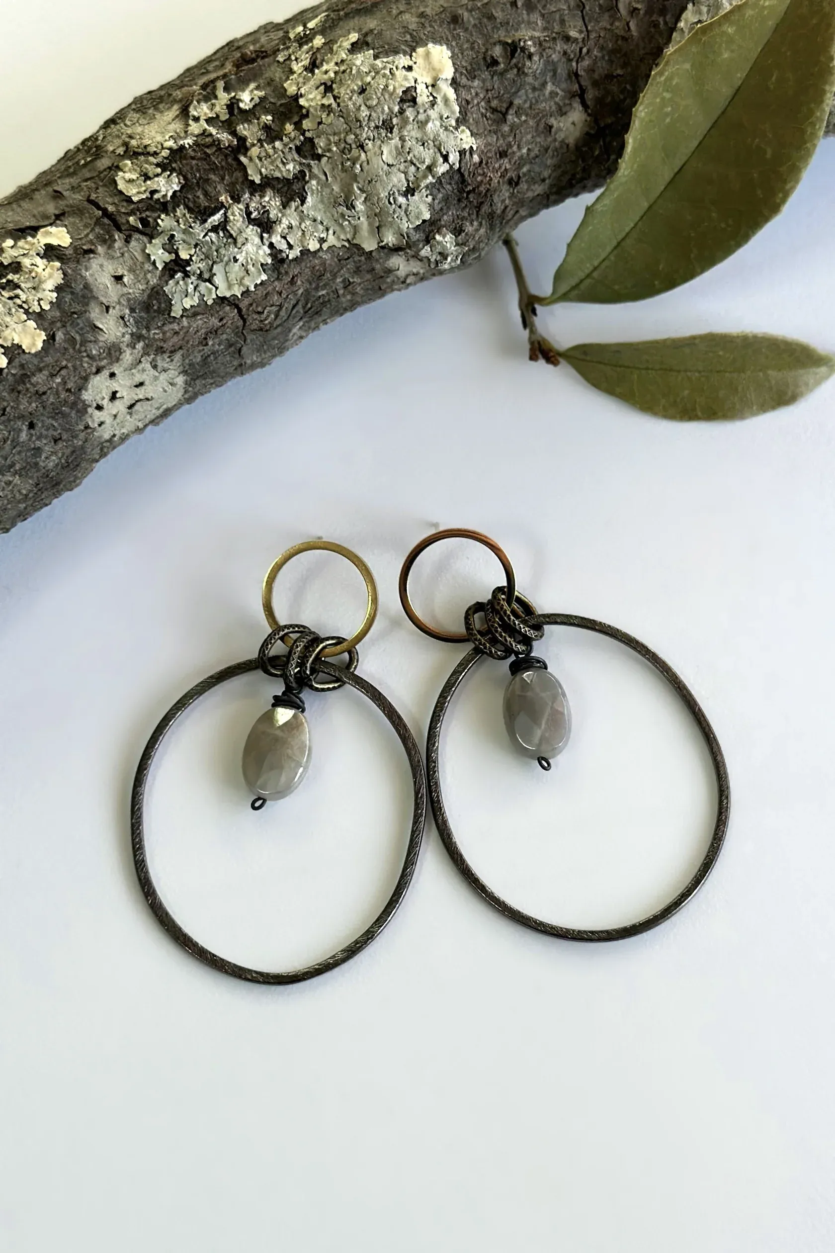 Two Times Hoop & Gemstone Statement Earring