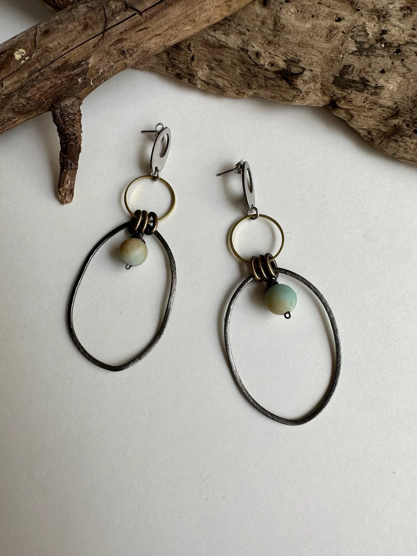 Two Times Hoop & Gemstone Statement Earring