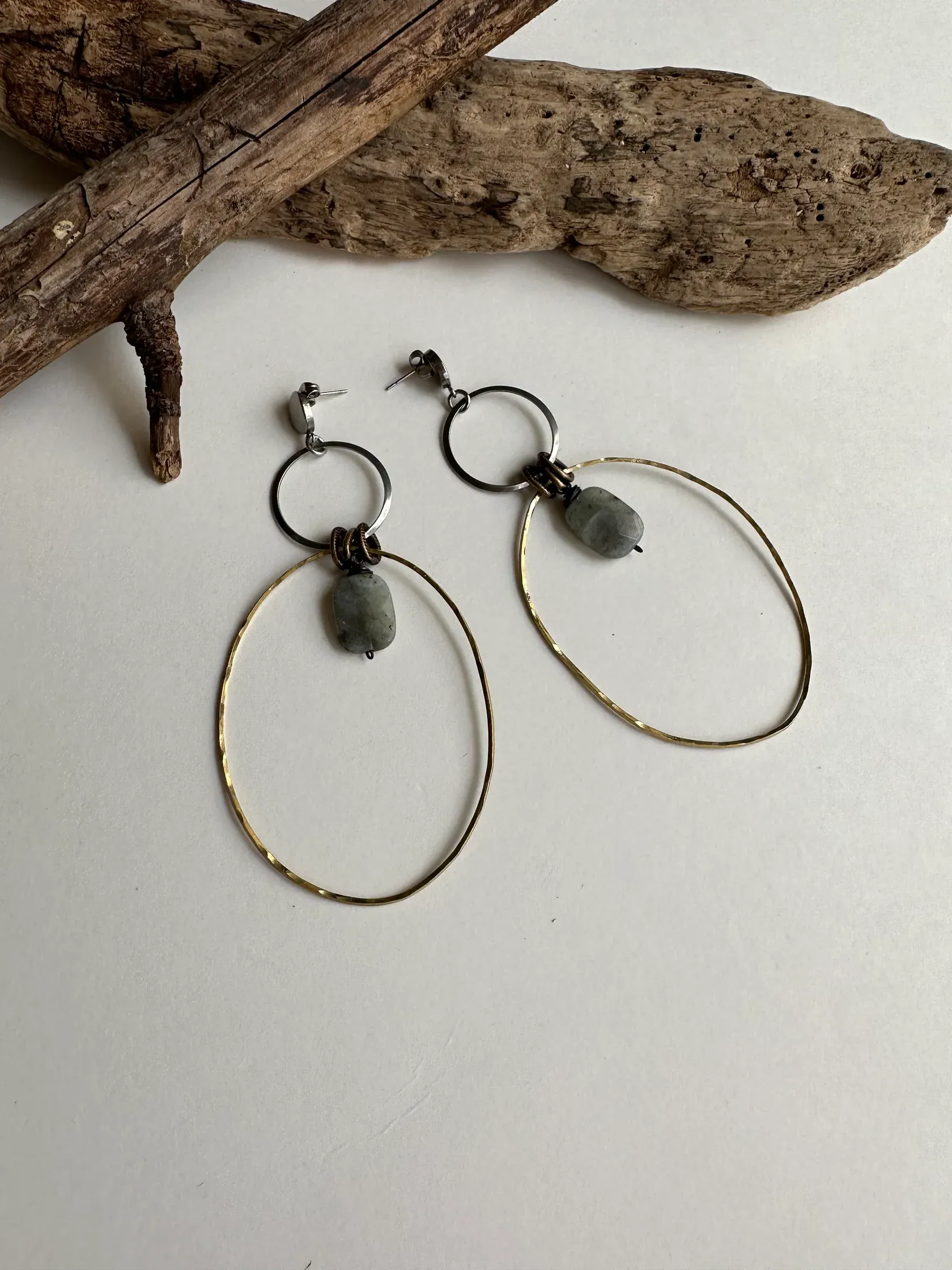 Two Times Hoop & Gemstone Statement Earring