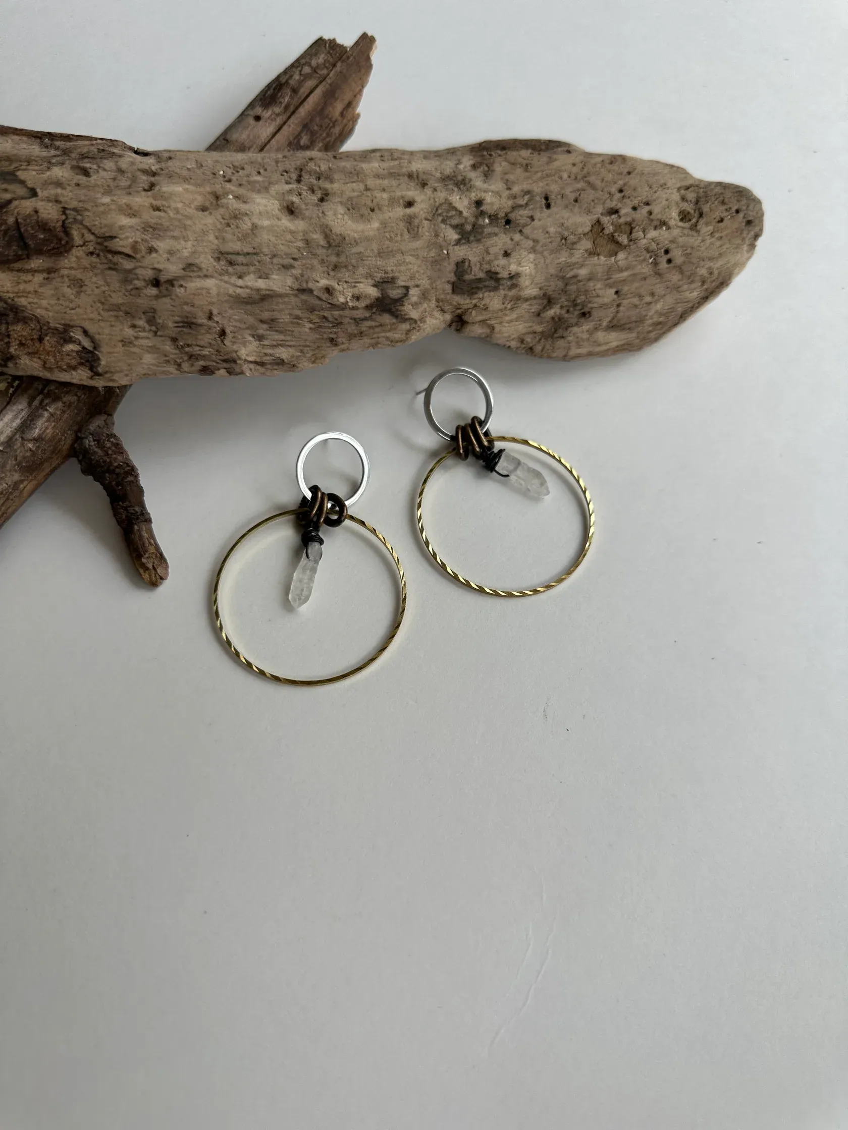 Two Times Hoop & Gemstone Statement Earring