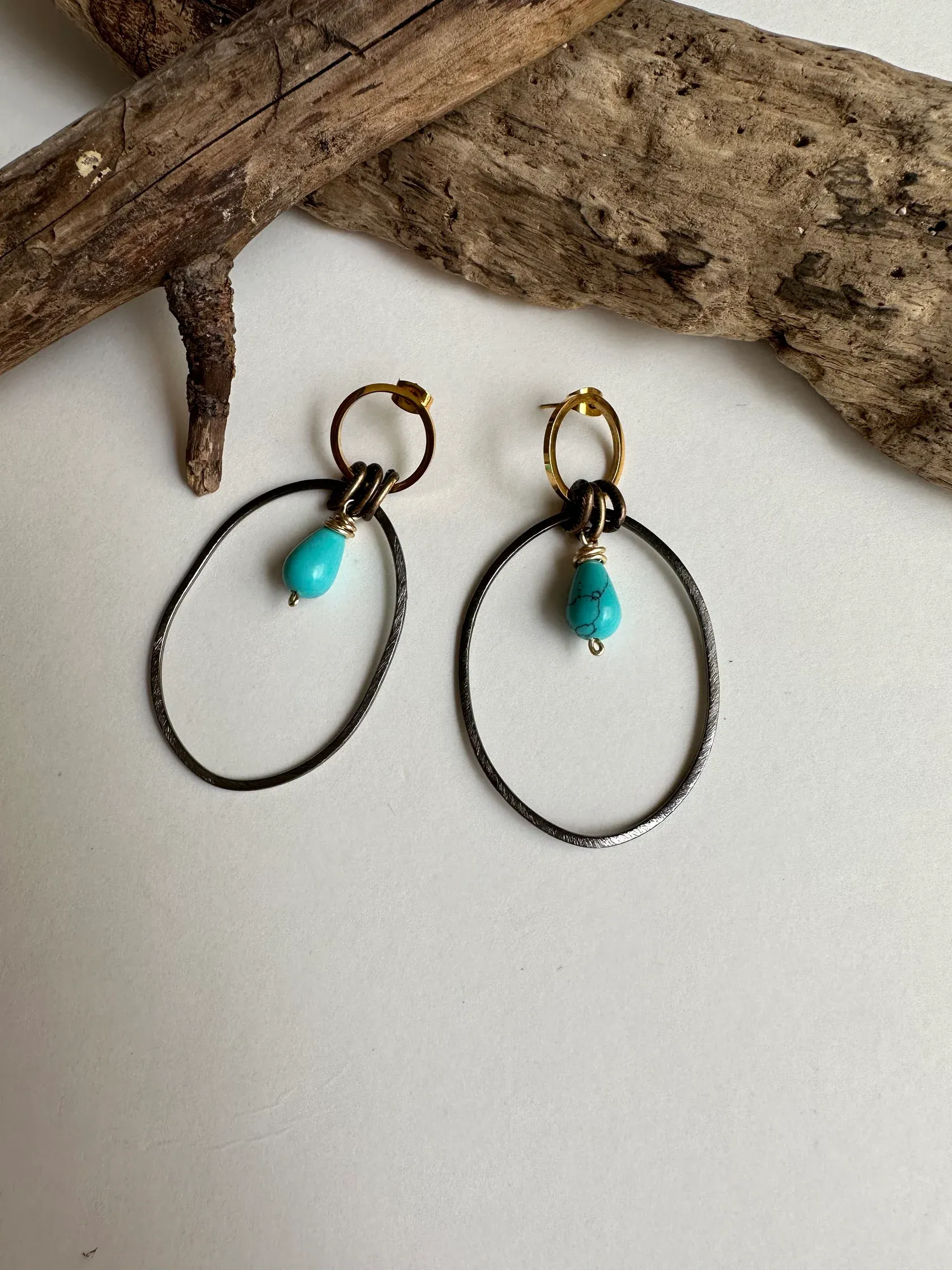 Two Times Hoop & Gemstone Statement Earring