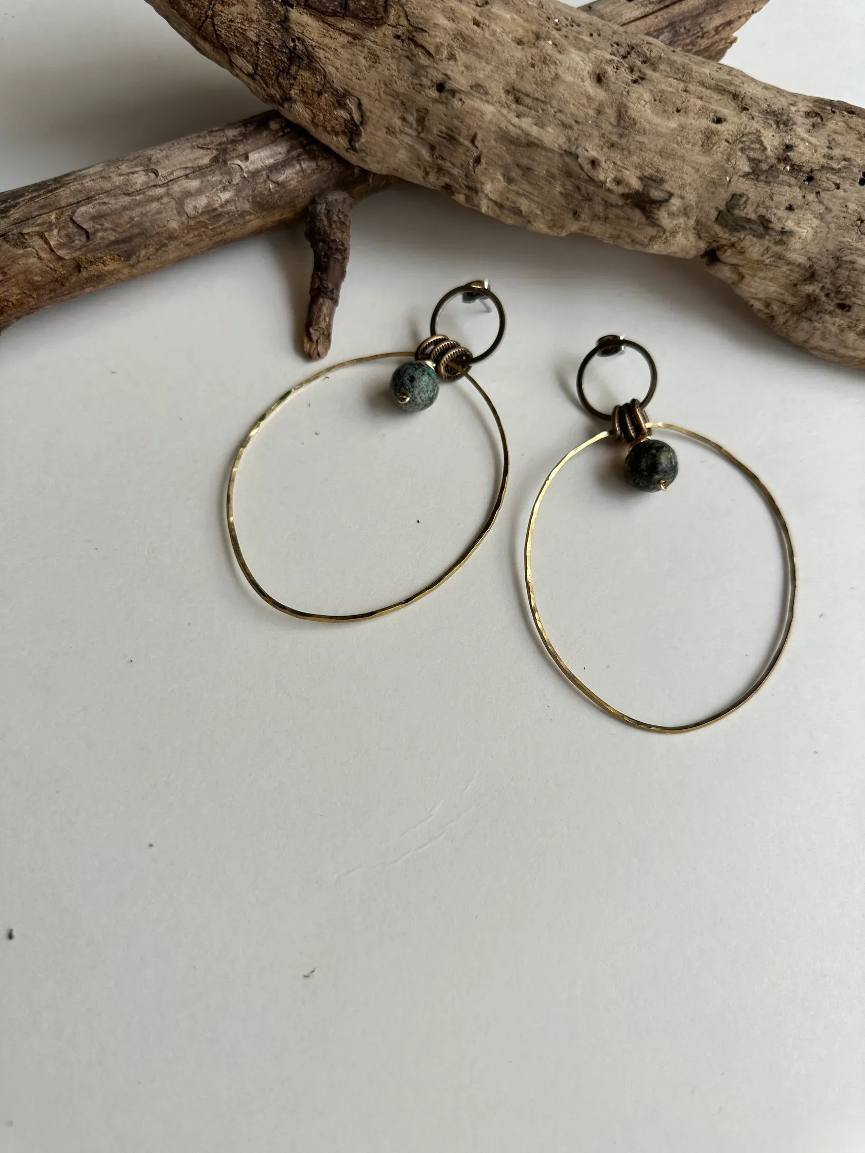 Two Times Hoop & Gemstone Statement Earring