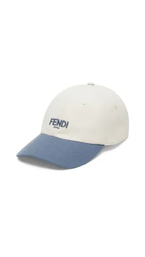 Two Tone Cotton Baseball Cap - White/Blue